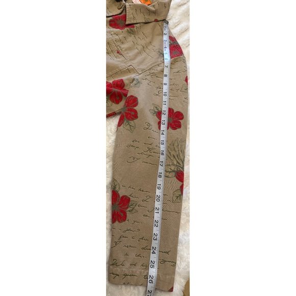 Hearts of Palm Collared Jacket Beige Red Floral Print 100% Cotton Women's Size 8 - Picture 10 of 16